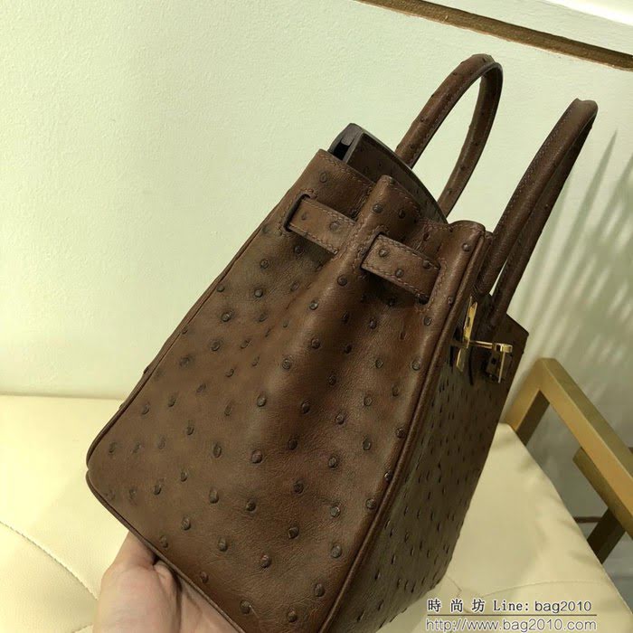 HERMES愛馬仕 鉑金包 Birkin 30 南非原產KK級鴕鳥皮 頂級工藝 手縫蠟線   Ama1195